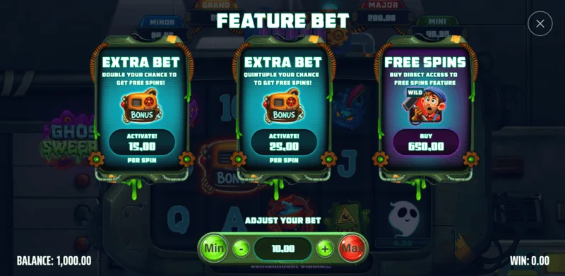 Ghost Sweeper – Bonus Buy langas su kainos parinktimis